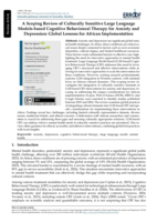 A scoping review of culturally sensitive large language models-based cognitive behavioural therapy for anxiety and depression : global lessons for African implementation