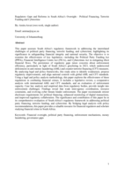 Regulatory gaps and reforms in South Africa’s oversight - political financing, terrorist funding and cybercrime