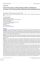 Online discussions of men’s mental health on Reddit and YouTube : A cross-sectional mixed-methods infodemiological study (Preprint)