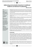 Addressing communication dynamics in traditional medicine use disclosure to physicians