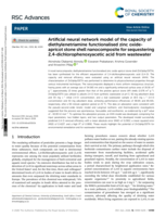 Artificial neural network model of the capacity of diethylenetriamine functionalised zinc oxide-apricot stone shell nanocomposite for sequestering 2,4-dichlorophenoxyacetic acid from wastewater