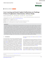 Care leaving and social capital : Reflections on findings from an exploratory intercountry African study