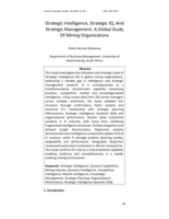 Strategic intelligence, strategic IQ, and strategic management : A global study of mining organizations