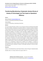 Transforming manufacturing : A systematic literature review of industry 4.0 technologies and their impact on operational efficiency