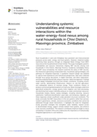 Understanding systemic vulnerabilities and resource interactions within the water-energy-food nexus among rural households in Chivi district, Masvingo province, Zimbabwe