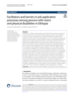 Facilitators and barriers in job application processes among persons with vision and physical disabilities in Ethiopia
