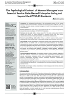 The psychological contract of women managers in an essential service state-owned enterprise during and beyond the COVID-19 pandemic
