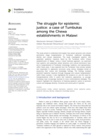 The struggle for epistemic justice : a case of Tumbukas among the Chewa establishments in Malawi