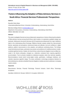 Factors influencing the adoption of robo-advisory services in South Africa : Financial services professionals’ perspectives