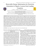 Renewable energy optimisation for electricity generation in Nigeri a: Lessons from leading countries