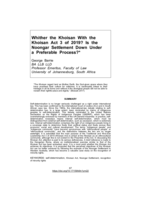 Whither the Khoisan With the Khoisan Act 3 of 2019? Is the Noongar Settlement Down Under a Preferable Process?