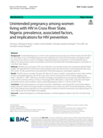 Unintended pregnancy among women living with HIV in Cross River State, Nigeria : prevalence, associated factors, and implications for HIV prevention