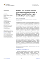 Barriers and enablers for the effective institutionalization of citizen-based monitoring in South Africa's public sector