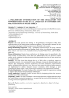 A preliminary investigation of the challenges and opportunities of big data analytics in construction organisations in South Africa