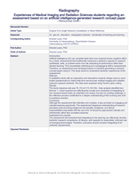 Radiography experiences of medical imaging and radiation sciences students regarding an assessment based on an artificial intelligence-generated research concept paper --Manuscript Draft-- Powered by Editorial Manager® and ProduXion Manager® from Aries Systems Corporation