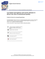 Corruption perceptions and social cohesion in Africa : the role of institutional quality