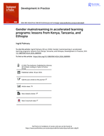 Gender mainstreaming in accelerated learning programs : lessons from Kenya, Tanzania, and Ethiopia