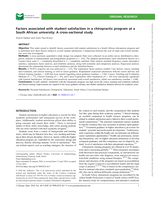Factors associated with student satisfaction in a chiropractic program at a South African university : a cross-sectional study