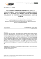 Navigating competing priorities : mental health nurses' lived experiences of delivering physical health care during initial inpatient admission of individuals with serious mental illness