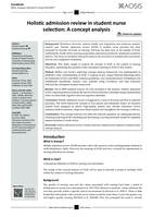 Holistic admission review in student nurse selection : a concept analysis