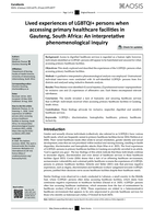 Lived experiences of LGBTQI+ persons when accessing primary healthcare facilities in Gauteng, South Africa: An interpretative phenomenological inquiry
