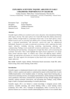 Exploring scientific inquiry abilities in early childhood : performance in grade RR