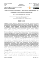 Digital transformation in public procurement : opportunities and challenges in South African municipalities