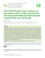 Post-COVID health system resilience in Sub-Saharan Africa : policy priorities for advancing sustainable development goal 3 (good health and well-being)
