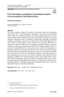 From informality to zombification : formalization duration as the missing link in Sub-Saharan Africa