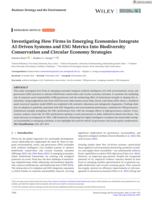 Investigating how firms in emerging economies integrate AI-driven systems and ESG metrics into biodiversity conservation and circular economy strategies