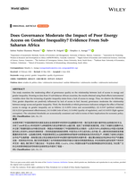 Does governance moderate the impact of poor energy access on gender inequality? evidence from Sub‐Saharan Africa