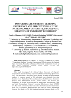 Postgraduate students' learning experience and effectiveness at the national open university, framed  as a strategy of university leadership