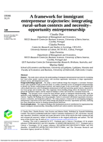 A framework for immigrant entrepreneur trajectories : integrating rural-urban contexts and necessity-opportunity entrepreneurship