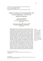 Online teaching and learning quality and learner satisfaction :  university student perspective