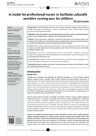 A model for professional nurses to facilitate culturally sensitive nursing care for children