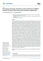 The impact of energy transition on CO2 emissions in BRICS nations : evidence from linear and nonlinear approaches