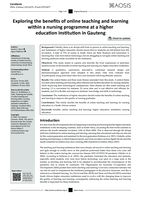 Exploring the benefits of online teaching and learning within a nursing programme at a higher education institution in Gauteng