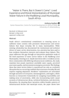 " Water Is there, but it doesn't come " : lived experience and moral interpretations of municipal water failure in the Madibeng local municipality, South Africa