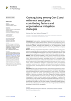 Quiet quitting among Gen Z and millennial employees : contributing factors and organisational mitigation strategies