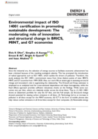 Environmental impact of ISO 14001 certification in promoting sustainable development : the moderating role of innovation and structural change in BRICS, MINT, and G7 economies