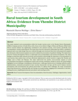 Rural tourism development in South Africa : evidence from Vhembe district municipality