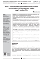 Service fairness and business-to-business customer loyalty in South African cement market supply relationships