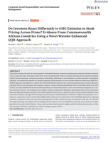 Do investors react differently to GHG emission in stock pricing across firms? evidence from Commonwealth African countries using a novel wavelet-enhanced QQR approach