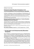 Entrepreneurship education competence in teacher education : designing performance situations