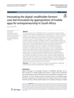 Innovating the digital : smallholder farmers’ user-led innovation by appropriation of mobile apps for entrepreneurship in South Africa