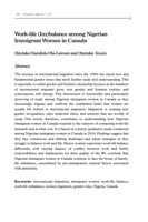 Work-life (Im)balance among Nigerian immigrant women in Canada