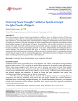 Fostering peace through traditional sports amongst the Igbo people of Nigeria