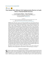 Why health policy reforms fail : implementation barriers in South Africa’s national health insurance