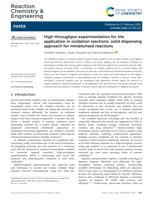 High-throughput experimentation for the application in oxidation reactions : solid dispensing approach for miniaturised reactions