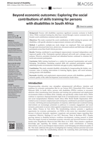 Beyond economic outcomes : exploring the social contributions of skills training for persons with disabilities in South Africa
